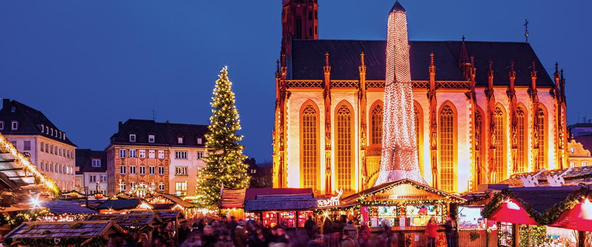 A view over the Christmas market in Würzburg, Germany